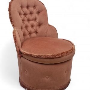 Vintage Genuine Sherborne Pouffes / Bedroom Tub Pink Chair Draylon Velvet / c1960 / FREE DELIVERY
