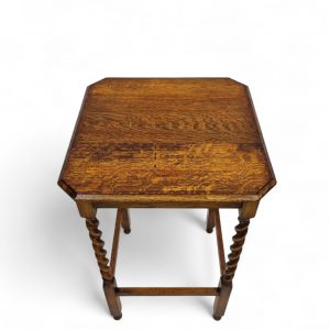Antique Edwardian Oak Side Table / Octagon Top / Twist Turned Legs / Light Oak / FREE DELIVERY - Image 8