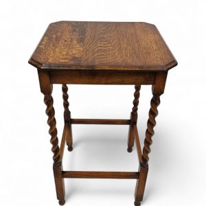 Antique Edwardian Oak Side Table / Octagon Top / Twist Turned Legs / Light Oak / FREE DELIVERY - Image 5