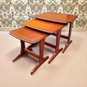 Vintage Mid-Century Modern Teak Nest of Three Tables / c.1970 / FREE DELIVERY