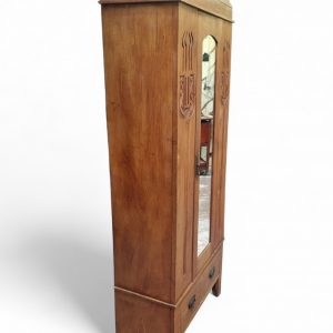 Antique Edwardian Pine Single Wardrobe with Mirror / c.1900–1920 / FREE DELIVERY - Image 9