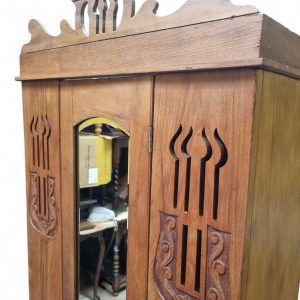 Antique Edwardian Pine Single Wardrobe with Mirror / c.1900–1920 / FREE DELIVERY - Image 4