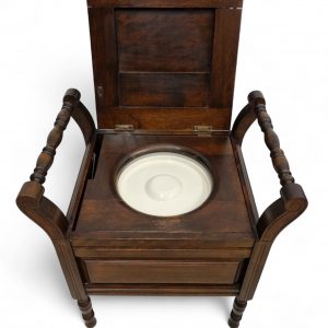Antique Edwardian Mahogany Commode Chair / Original Porcelain Insert / Early 20th Century / FREE DELIVERY - Image 7