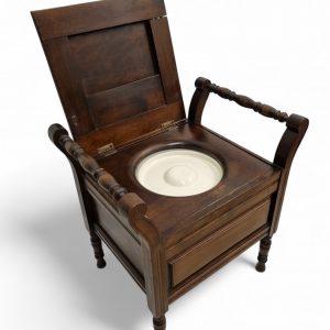 Antique Edwardian Mahogany Commode Chair / Original Porcelain Insert / Early 20th Century / FREE DELIVERY - Image 6