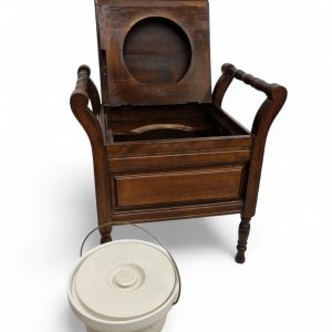 Antique Edwardian Mahogany Commode Chair / Original Porcelain Insert / Early 20th Century / FREE DELIVERY - Image 5