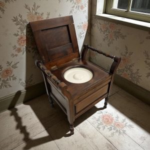 Antique Edwardian Mahogany Commode Chair / Original Porcelain Insert / Early 20th Century / FREE DELIVERY