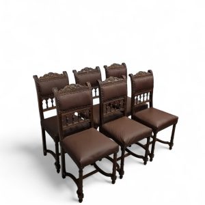 Antique Renaissance Revival Dining Chairs / Set of 6 / c.1890–1910 / FREE DELIVERY - Image 2