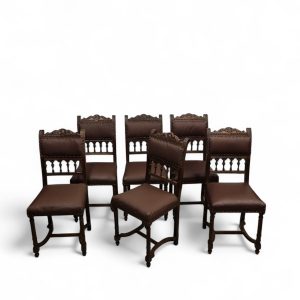 Antique Renaissance Revival Dining Chairs / Set of 6 / c.1890–1910 / FREE DELIVERY - Image 1