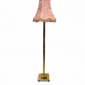 Vintage Brass Floor Lamp with Pink Fabric Shade / c.1970s / FREE DELIVERY - Image 9