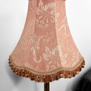 Vintage Brass Floor Lamp with Pink Fabric Shade / c.1970s / FREE DELIVERY - Image 3