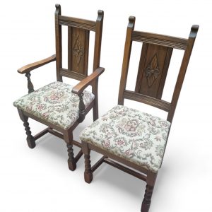 Vintage Old Charm Oak Dining Chairs / Set of 6 / c.1970 / FREE DELIVERY - Image 9