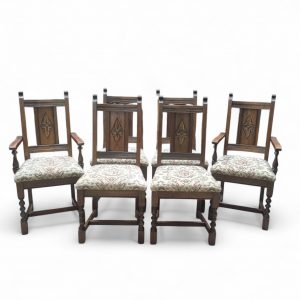 Vintage Old Charm Oak Dining Chairs / Set of 6 / c.1970 / FREE DELIVERY - Image 7