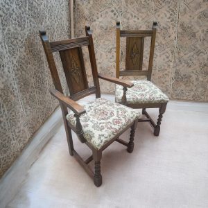 Vintage Old Charm Oak Dining Chairs / Set of 6 / c.1970 / FREE DELIVERY - Image 6