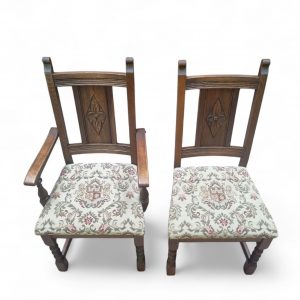 Vintage Old Charm Oak Dining Chairs / Set of 6 / c.1970 / FREE DELIVERY - Image 5