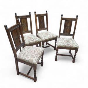 Vintage Old Charm Oak Dining Chairs / Set of 6 / c.1970 / FREE DELIVERY - Image 4