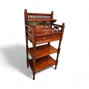 Antique Victorian Mahogany Whatnot with Mirror and Drawer / c.1880 / FREE DELIVERY - Image 4