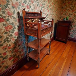 Antique Victorian Mahogany Whatnot with Mirror and Drawer / c.1880 / FREE DELIVERY - Image 3