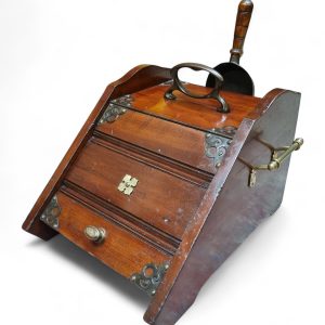 Antique Victorian Wooden Coal Scuttle / Original Liner and Shovel / c.1880 / FREE DELIVERY - Image 7