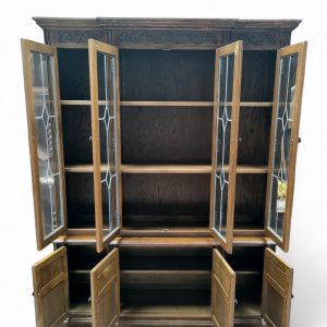 Vintage Old Charm Wood Bros Oak Display Cabinet / Light Oak / c.1970 / FREE DELIVERY - Image 11