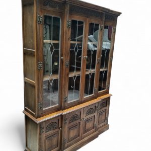 Vintage Old Charm Wood Bros Oak Display Cabinet / Light Oak / c.1970 / FREE DELIVERY - Image 10