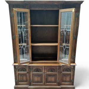 Vintage Old Charm Wood Bros Oak Display Cabinet / Light Oak / c.1970 / FREE DELIVERY - Image 8
