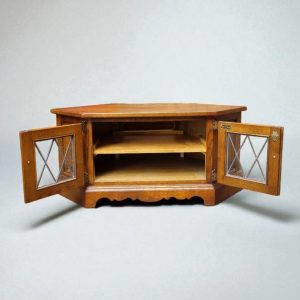 Vintage Old Charm Wood Bros Oak Corner TV Cabinet / Light Oak / c.1970 / FREE DELIVERY - Image 5