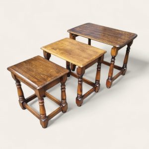 Vintage Priory Solid Oak Nest of Three Tables / c.1970 / FREE DELIVERY - Image 7