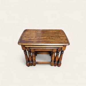 Vintage Priory Solid Oak Nest of Three Tables / c.1970 / FREE DELIVERY - Image 6