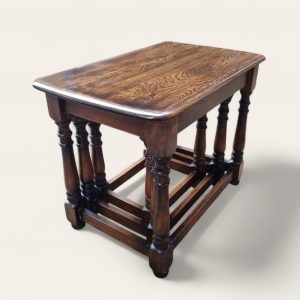 Vintage Priory Solid Oak Nest of Three Tables / c.1970 / FREE DELIVERY - Image 5