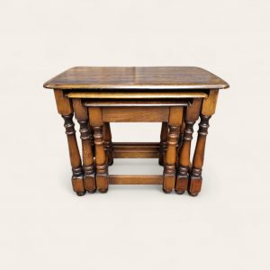 Vintage Priory Solid Oak Nest of Three Tables / c.1970 / FREE DELIVERY - Image 3