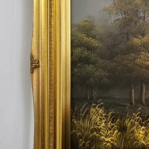 Vintage Oil Painting on Canvas / Landscape with Ducks in Flight / c1970 / FREE DELIVERY - Image 3