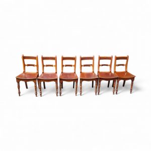 Antique Victorian Set of 6 Oak Dining Chairs Turned Legs / FREE DELIVERY - Image 9