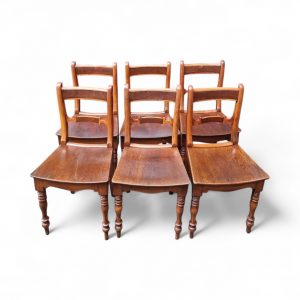Antique Victorian Set of 6 Oak Dining Chairs Turned Legs / FREE DELIVERY