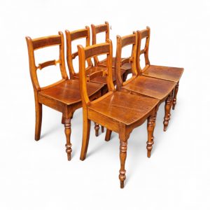 Antique Victorian Set of 6 Oak Dining Chairs Turned Legs / FREE DELIVERY - Image 4