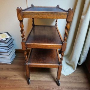 Antique Oak 3-Tier Barley Twist Trolley / c.1930 / FREE DELIVERY - Image 4