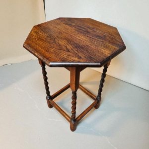 Antique Octagonal Oak Table with Barley Twist Legs / 1930s / FREE DELIVERY