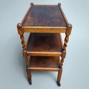 Antique Oak 3-Tier Barley Twist Trolley / c.1930 / FREE DELIVERY - Image 6