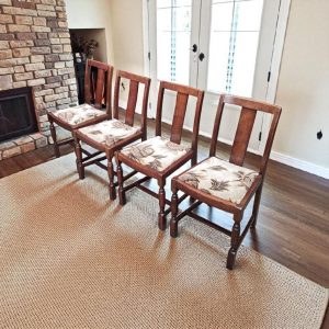 Vintage Oak Dining Chairs / Set of 4 / English Made c.1960 / FREE DELIVERY - Image 6