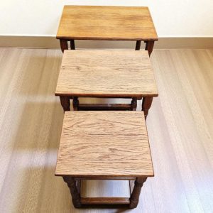 Vintage Solid Oak Tables / Nest of Three / 1970s / FREE DELIVERY - Image 8