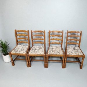 Vintage Old Charm by Wood Bros / Set of 4 Oak Dining Chairs / c.1970 / FREE DELIVERY - Image 8