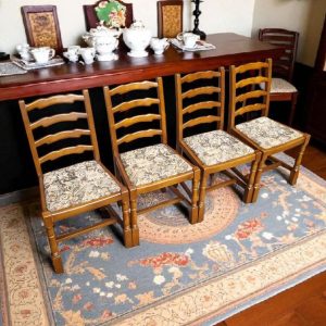 Vintage Old Charm by Wood Bros / Set of 4 Oak Dining Chairs / c.1970 / FREE DELIVERY - Image 1