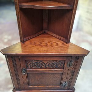 Vintage Old Charm Wood Brothers Tall Corner Cabinet / Tudor Brown / c.1970 / FREE DELIVERY - Image 8