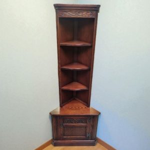 Vintage Old Charm Wood Brothers Tall Corner Cabinet / Tudor Brown / c.1970 / FREE DELIVERY - Image 7