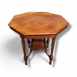 Antique Victorian Octagonal Side Table / c.1880s–1900s / Mahogany Finish / FREE DELIVERY