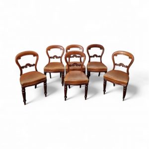Antique Victorian Balloon Back Dining Chairs / Set of 6 / c.1880 / FREE DELIVERY - Image 9