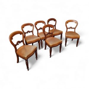 Antique Victorian Balloon Back Dining Chairs / Set of 6 / c.1880 / FREE DELIVERY