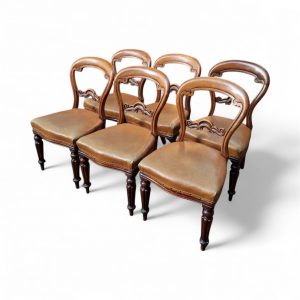 Antique Victorian Balloon Back Dining Chairs / Set of 6 / c.1880 / FREE DELIVERY - Image 5