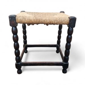 Vintage Bobbin Leg Rush Seat Stool / c.1950 / FREE DELIVERY - Image 8