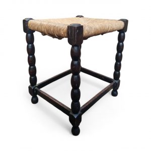 Vintage Bobbin Leg Rush Seat Stool / c.1950 / FREE DELIVERY - Image 7