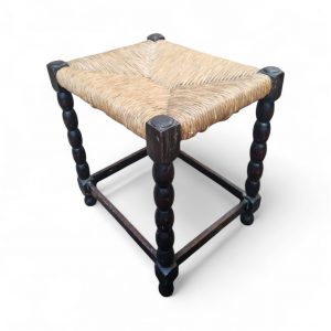 Vintage Bobbin Leg Rush Seat Stool / c.1950 / FREE DELIVERY